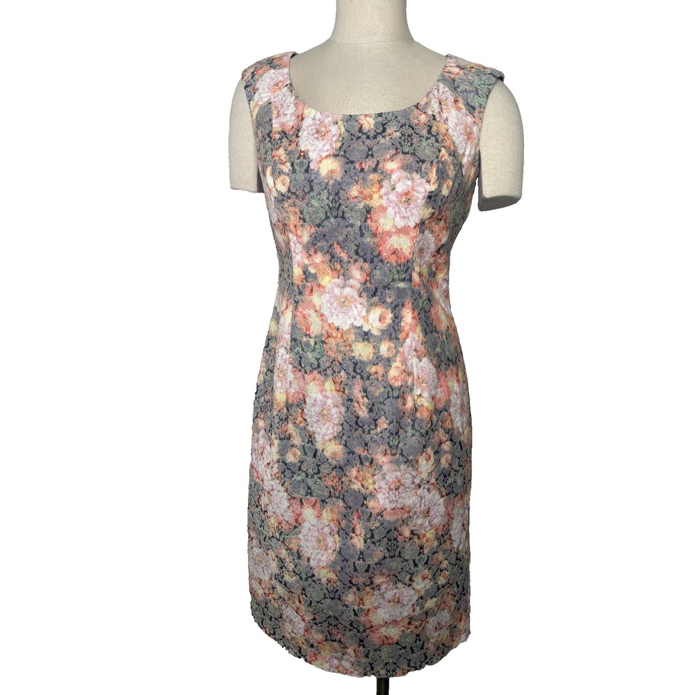 Adrianna Papell Floral Jacquard Sheath Dress Size 10